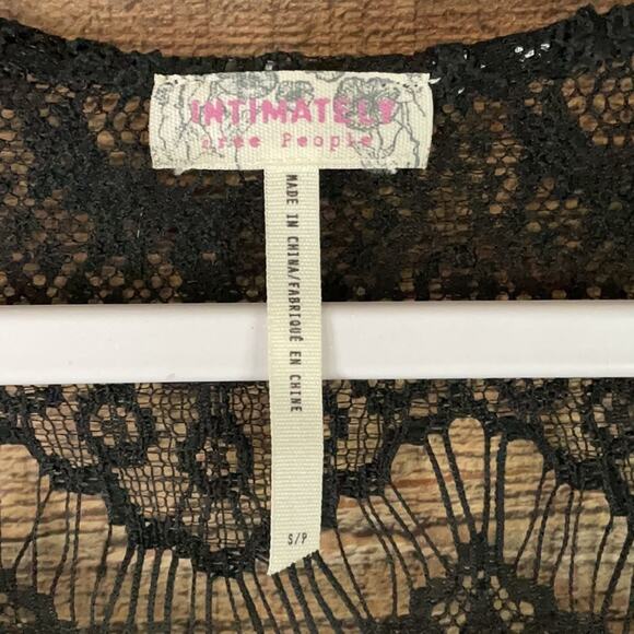 Free People Intimately Peek-A-Boo Slip Dress Black Eyelash Lace Size Small - Picture 7 of 11